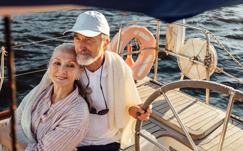 Retired couple on boat