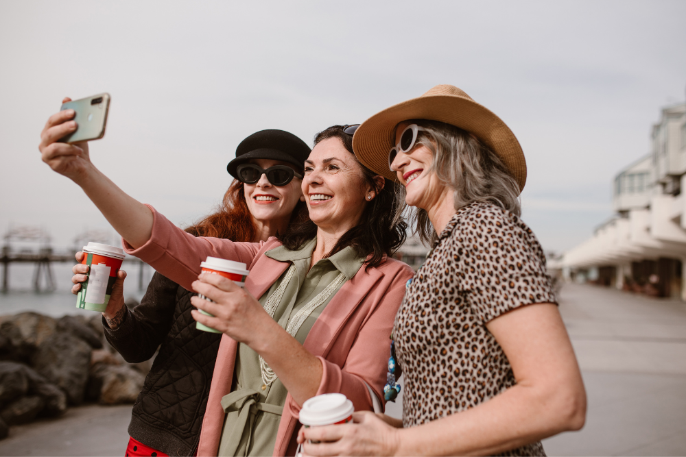 Retired women taking a selfie