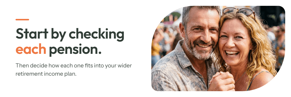 Should I combine my pensions before retirement? 8 Banner check each pension